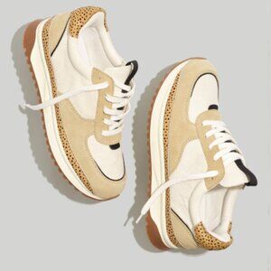 New Madewell Kickoff Trainer Sneakers in Leather and Spot Dot Calf Hair Size 9